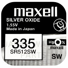 Maxell 335 SR512SW 1.55v Silver Oxide, Mercury Free Watch Battery - Made In Japan