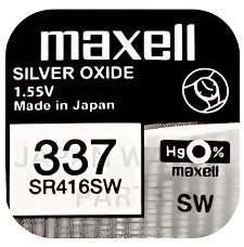 Maxell 337 SR416SW 1.55v Silver Oxide, Mercury Free Watch Battery - Made In Japan