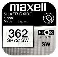 Maxell 362 SR721SW 1.55v Silver Oxide, Mercury Free Watch Battery - Made In Japan