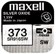 Maxell 373 SR916SW 1.55v Silver Oxide, Mercury Free Watch Battery - Made In Japan