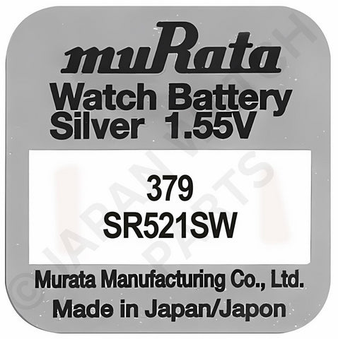Murata 379 SR521SW 1.55v Silver Oxide, Mercury Free Watch Battery - Made In Japan