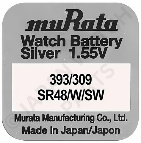 Murata 393 309 SR48 1.55v Silver Oxide, Mercury Free Watch Battery - Made In Japan