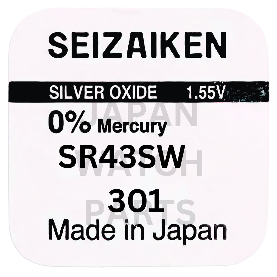 Seizaiken SR43SW Silver Oxide Watch Battery | Genuine Japan Made | 301 | Long-Lasting Power