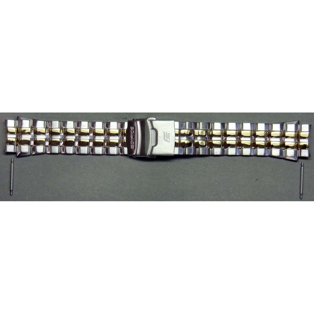 Genuine Casio replacement watch strap for EF-556SG-7AV, silver & gold colour, part number 10362419