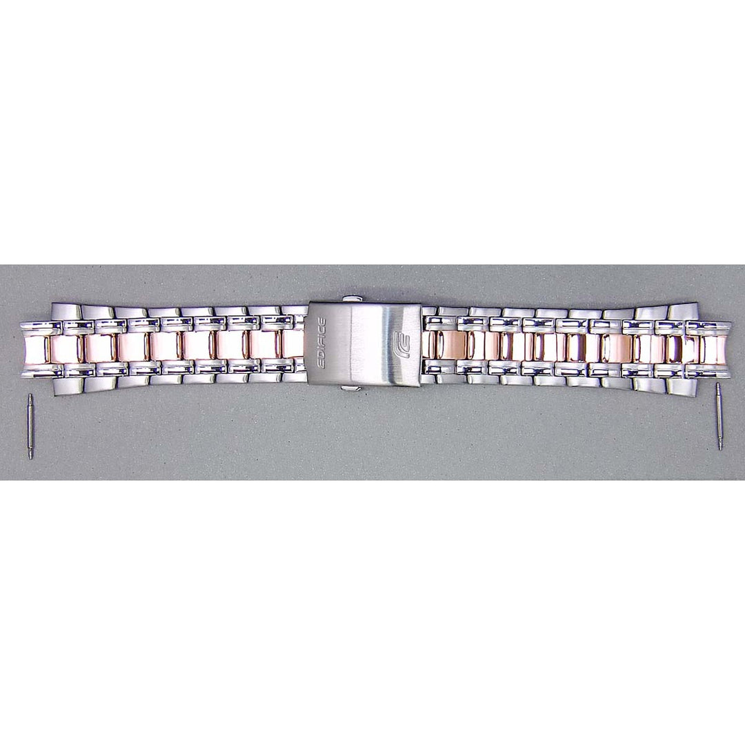 Genuine Casio replacement watch strap for EFR-539SG-7A5V, silver & rose gold colour, part number 10489093