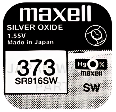 Maxell 373 SR916SW 1.55v Silver Oxide, Mercury Free Watch Battery - Made In Japan