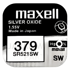 Maxell 379 SR521SW 1.55v Silver Oxide, Mercury Free Watch Battery - Made In Japan