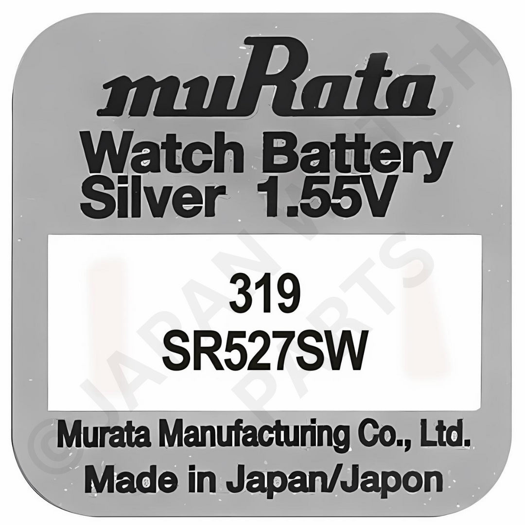 Murata 319 SR527SW 1.55v Silver Oxide, Mercury Free Watch Battery - Made In Japan