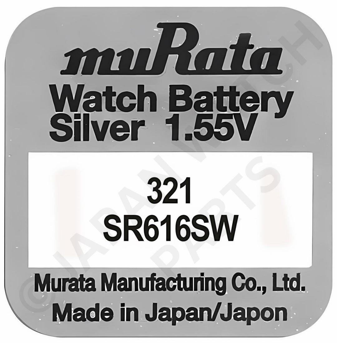 Murata 321 SR616SW 1.55v Silver Oxide, Mercury Free Watch Battery - Made In Japan