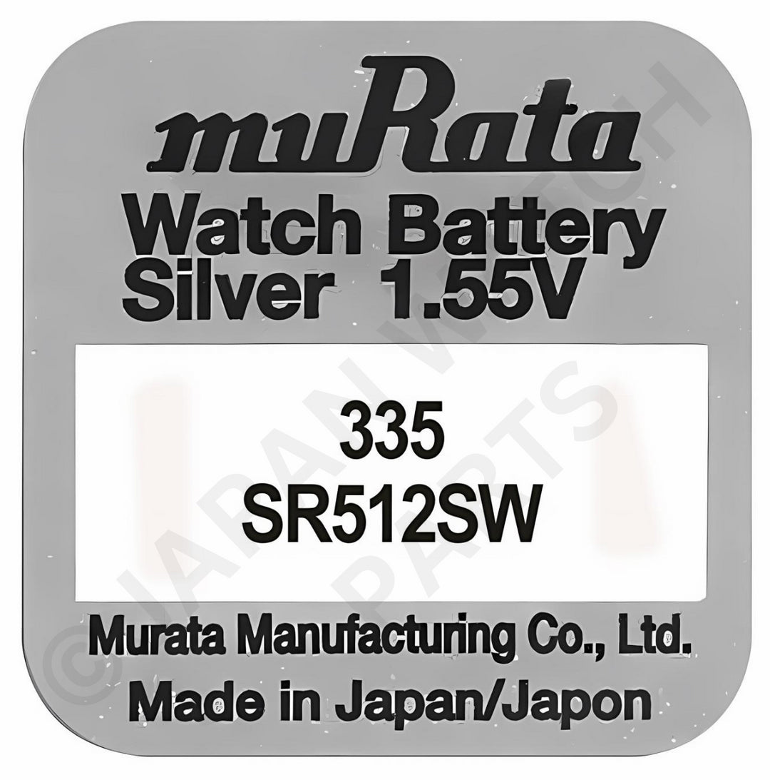 Murata 335 SR512SW 1.55v Silver Oxide, Mercury Free Watch Battery - Made In Japan