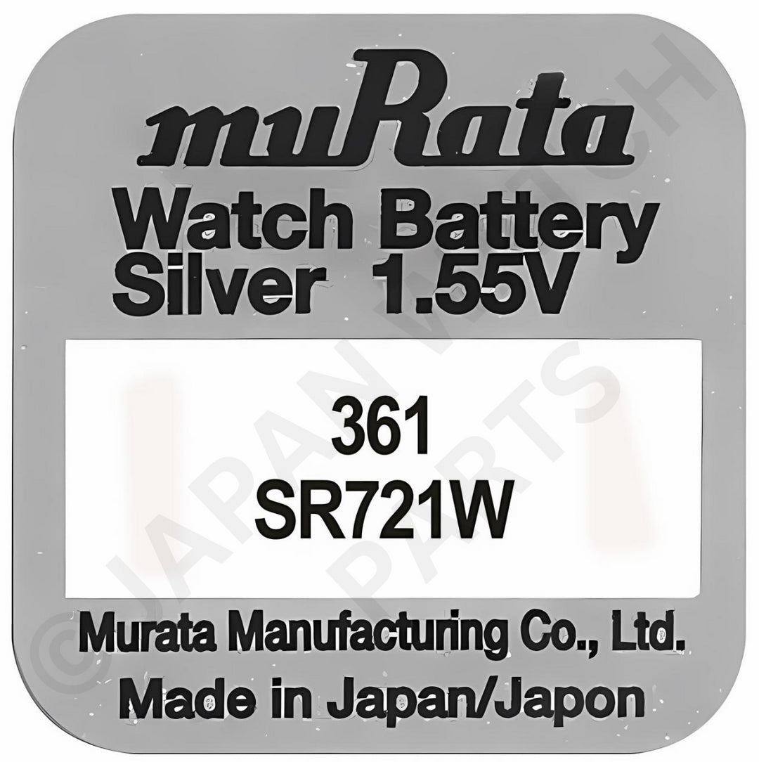 Murata 361 SR721W 1.55v Silver Oxide, Mercury Free Watch Battery - Made In Japan