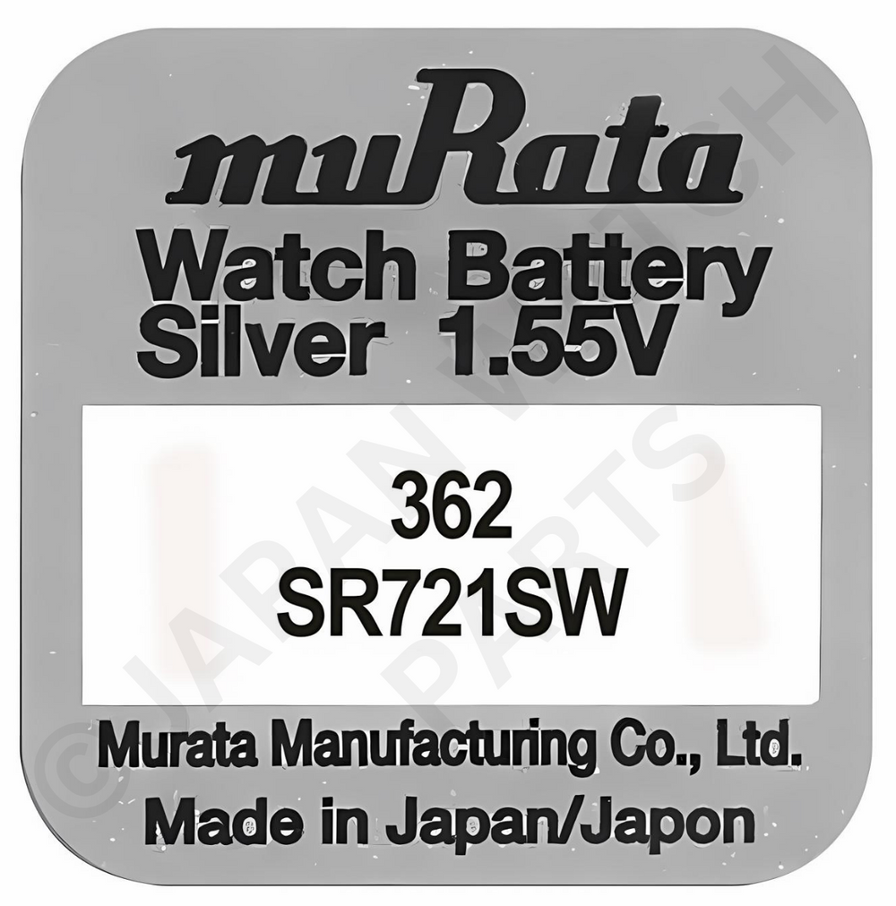 Murata 362 SR721SW 1.55v Silver Oxide, Mercury Free Watch Battery - Made In Japan