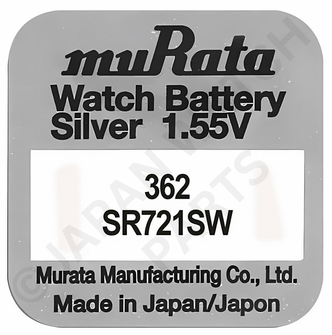 Murata 362 SR721SW 1.55v Silver Oxide, Mercury Free Watch Battery - Made In Japan