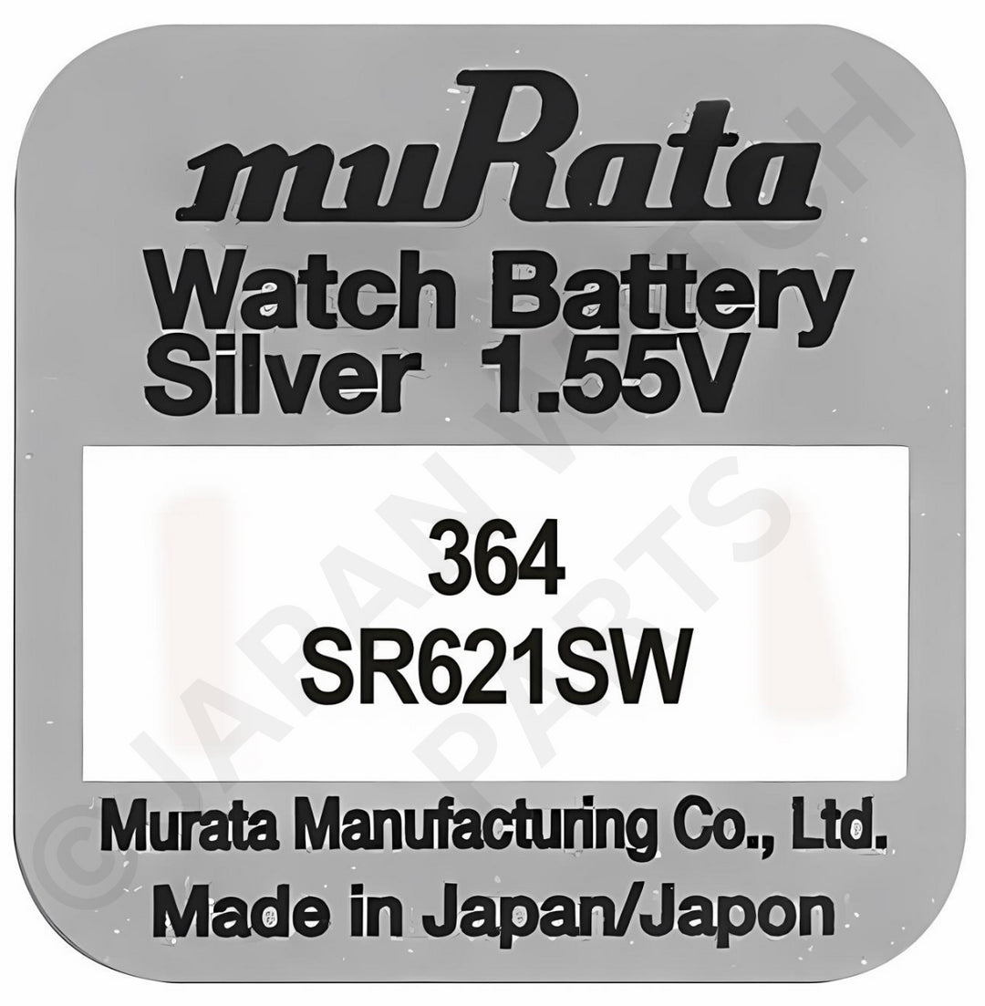 Murata 364 SR621SW 1.55v Silver Oxide, Mercury Free Watch Battery - Made In Japan