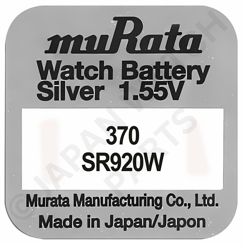 Murata 370 SR920W 1.55v Silver Oxide, Mercury Free Watch Battery - Made In Japan