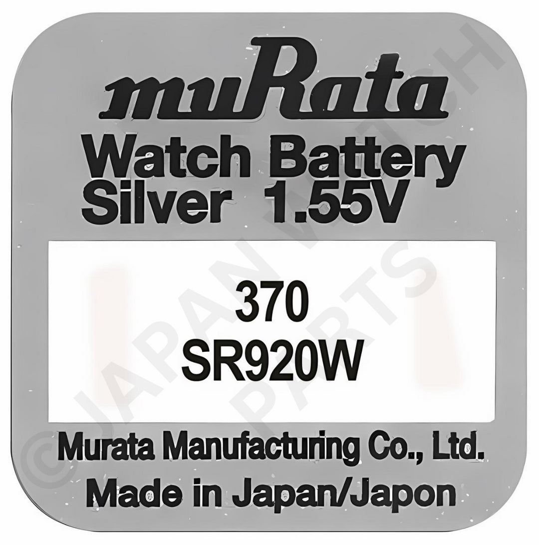 Murata 370 SR920W 1.55v Silver Oxide, Mercury Free Watch Battery - Made In Japan
