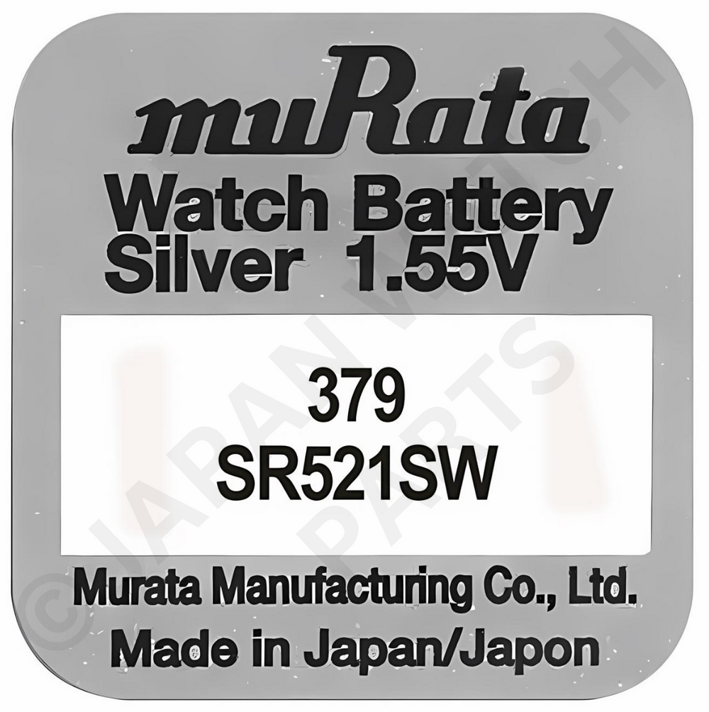 Murata 379 SR521SW 1.55v Silver Oxide, Mercury Free Watch Battery - Made In Japan