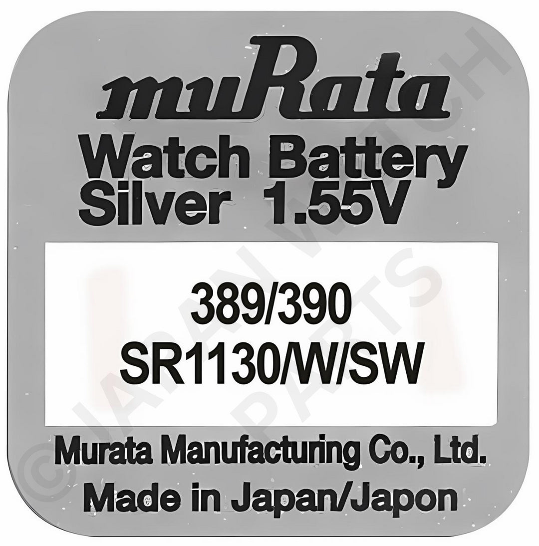 Murata 389 390 SR1130 1.55v Silver Oxide, Mercury Free Watch Battery - Made In Japan