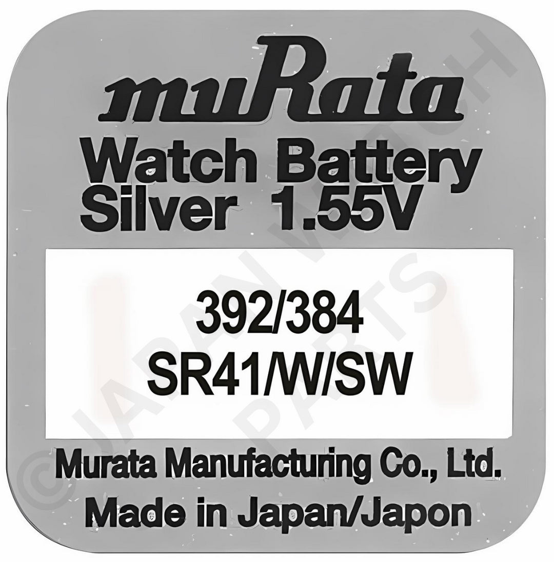 Murata 392 384 SR41 1.55v Silver Oxide, Mercury Free Watch Battery - Made In Japan