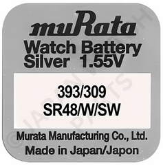 Murata 393 309 SR48 1.55v Silver Oxide, Mercury Free Watch Battery - Made In Japan