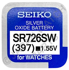 Seiko 397 SR726SW 1.55v Silver Oxide, Mercury Free Watch Battery - Made In Japan